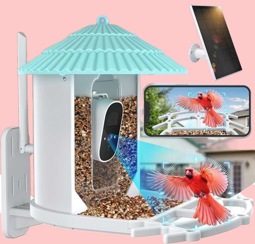 The Bird Feeder with Camera is an innovative feeder that captures close-up images of birds.